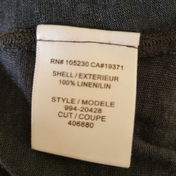 Joie Black Linen Long Sleeve Blouse Button Tabs M Summer Neutral Natural - Picture 4 of 8